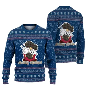 Buchan Ancient Clan Christmas Family Ugly Sweater with Funny Gnome Playing Bagpipes