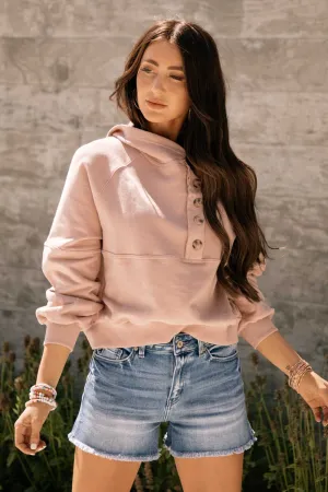 Button Front Cropped Hoodie