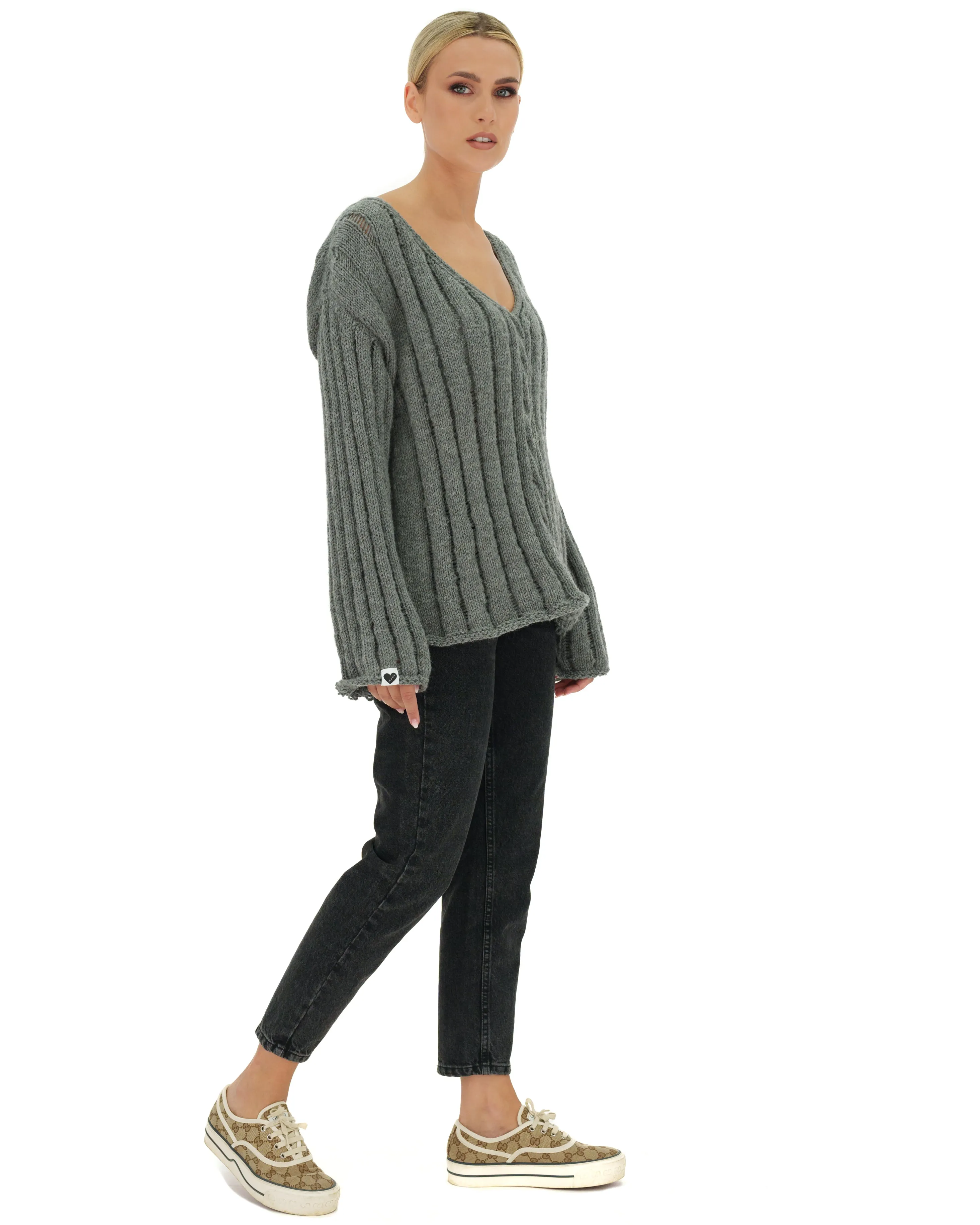 Cable V-Neck Sweater