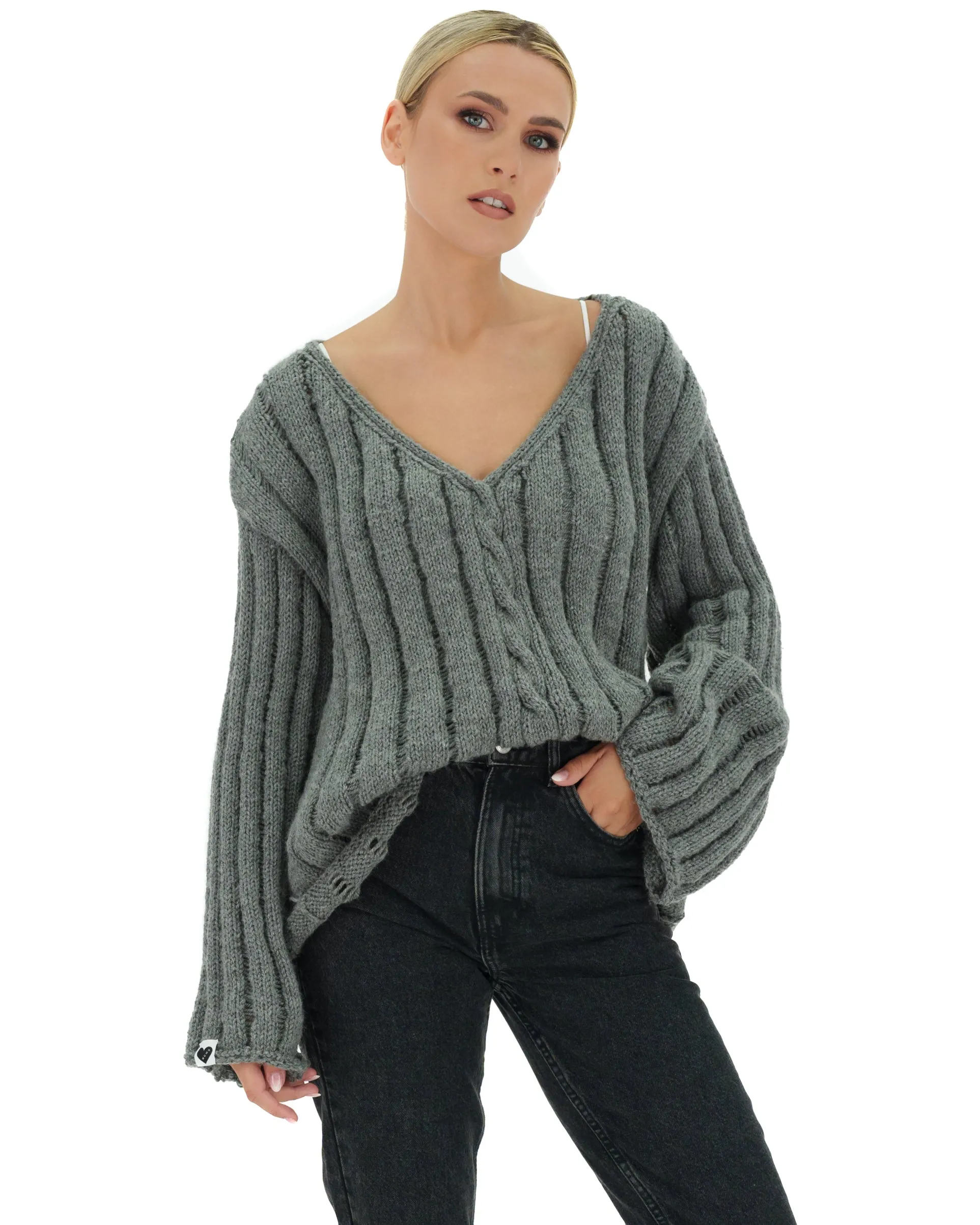 Cable V-Neck Sweater