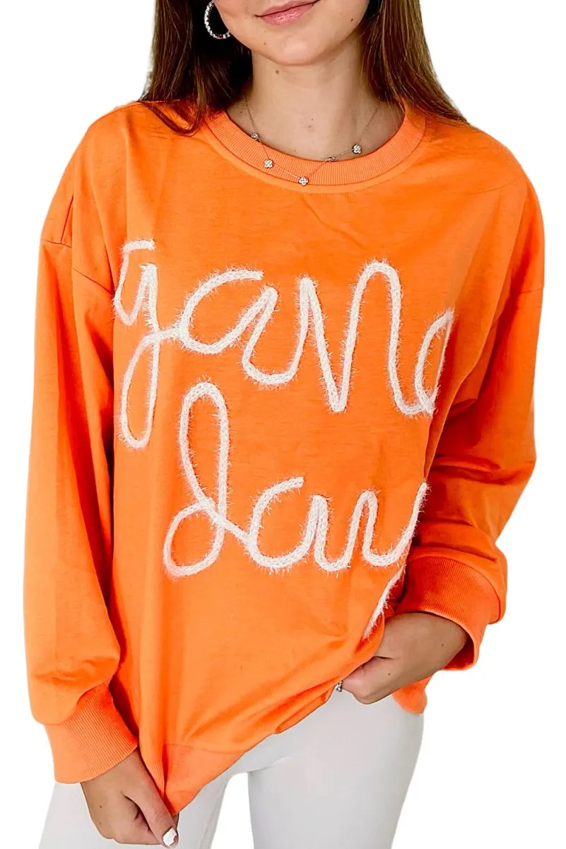 Casual Long Sleeve "Game Day" Graphic Top