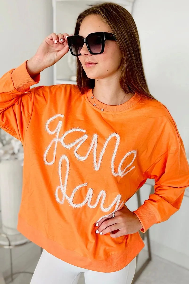 Casual Long Sleeve "Game Day" Graphic Top