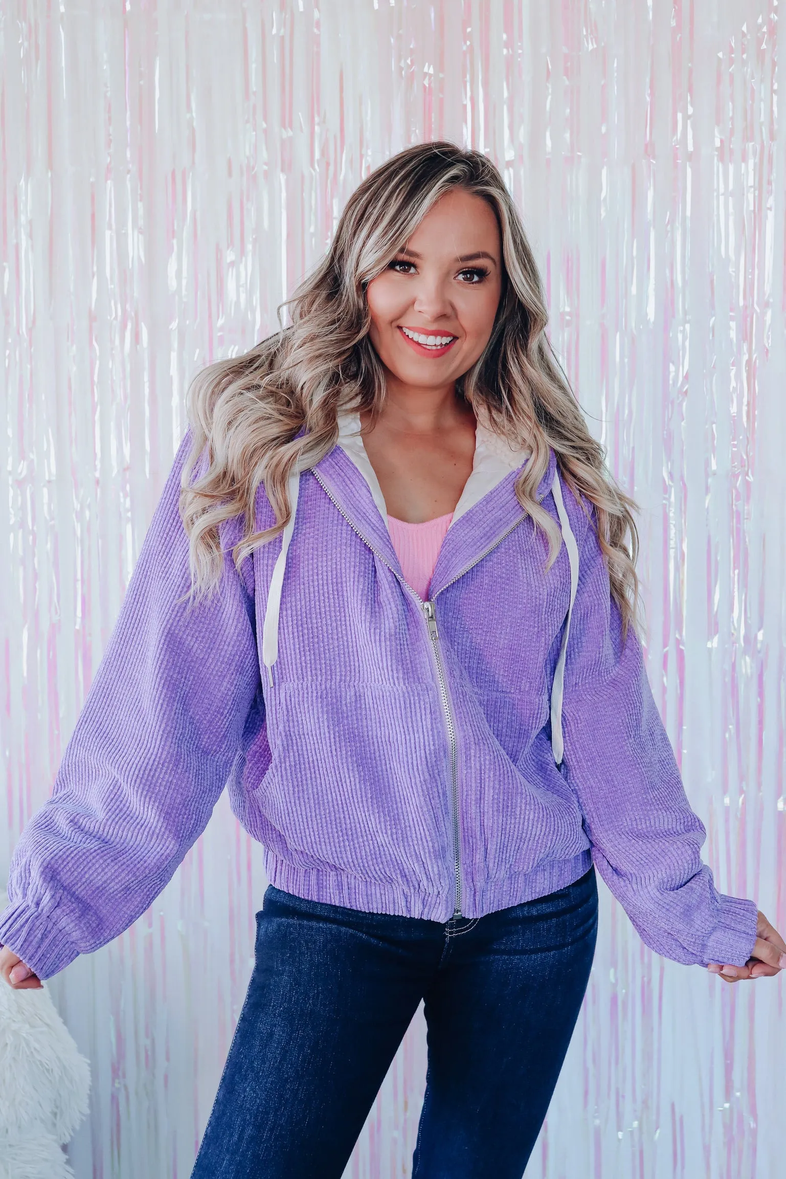 Chalet Cozy Corduroy Hooded Jacket - Purple