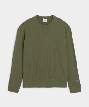 Champion Oversized Waffle Crewneck in Olive