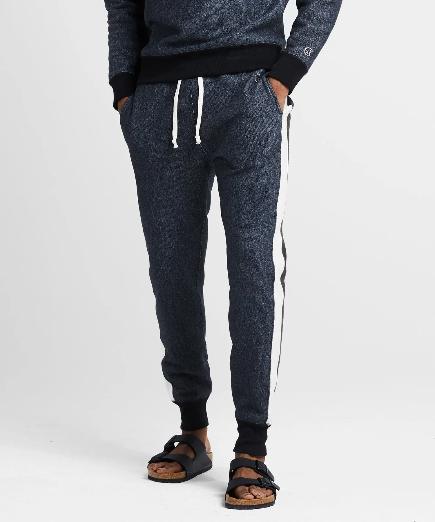 Champion Side Stripe Slim Sweatpant in Dark Charcoal Pepper