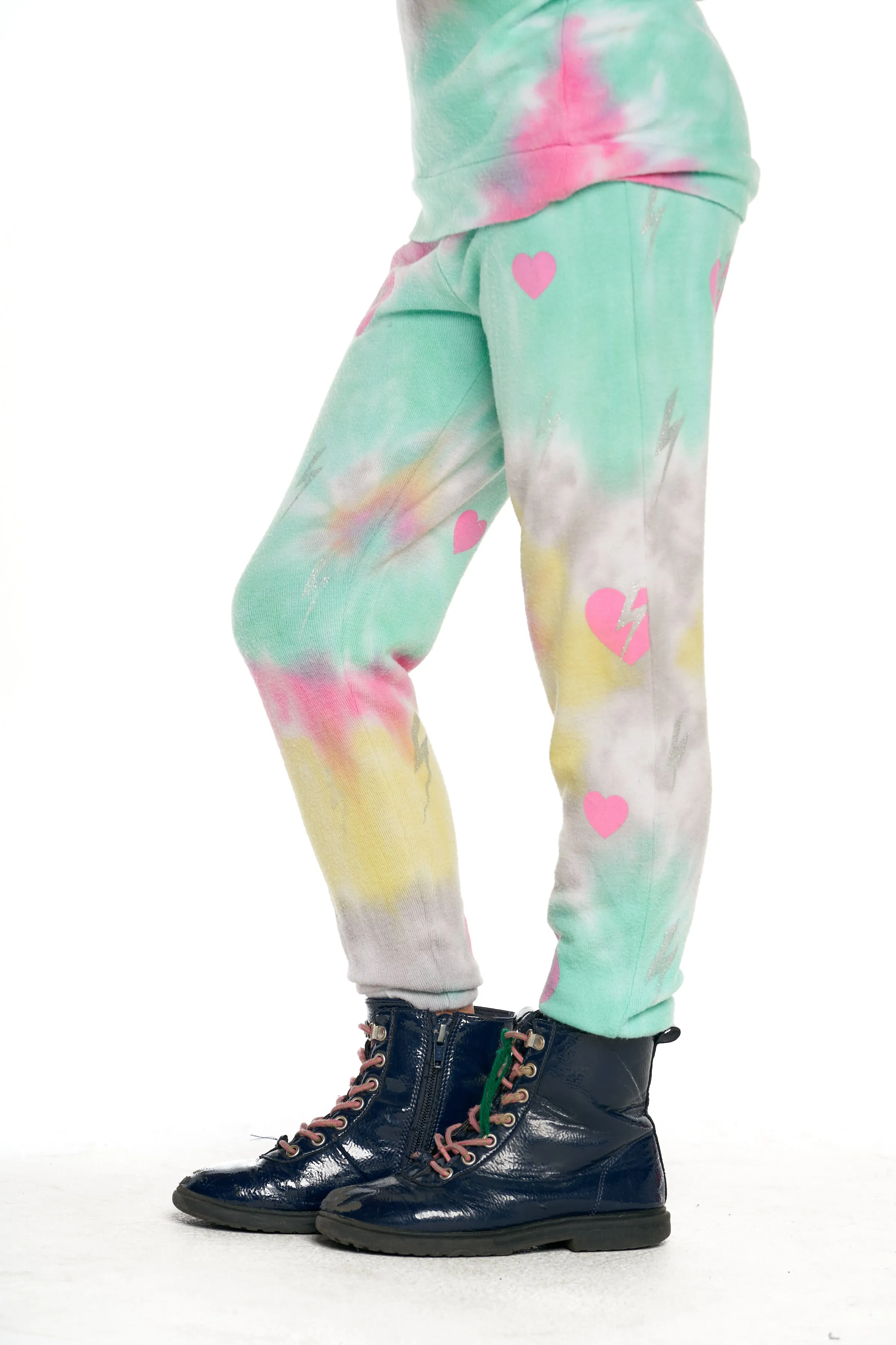 Chaser Lakeside Tie Dye Bolt Heart Sweatpants