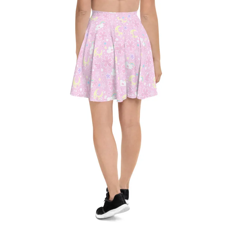 Cherry Blossom Dreams Pink Skater Skirt