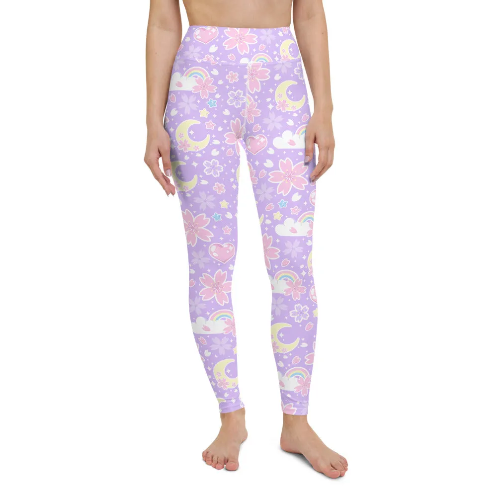 Cherry Blossom Dreams Purple Yoga Leggings