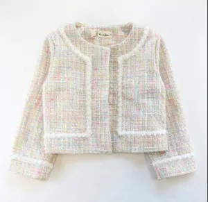 Chic Pastel Tweed Cropped Jacket