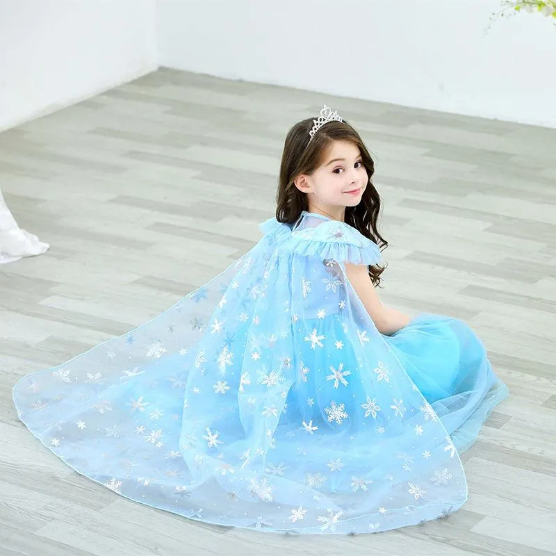 Children's Halloween Movie Cosplay Costume Dreamy Fairytale Princess Gown Girls' Sequin Print Princess Dress Carnival Birthday Party Noble and Elegant Stage Performance Costume