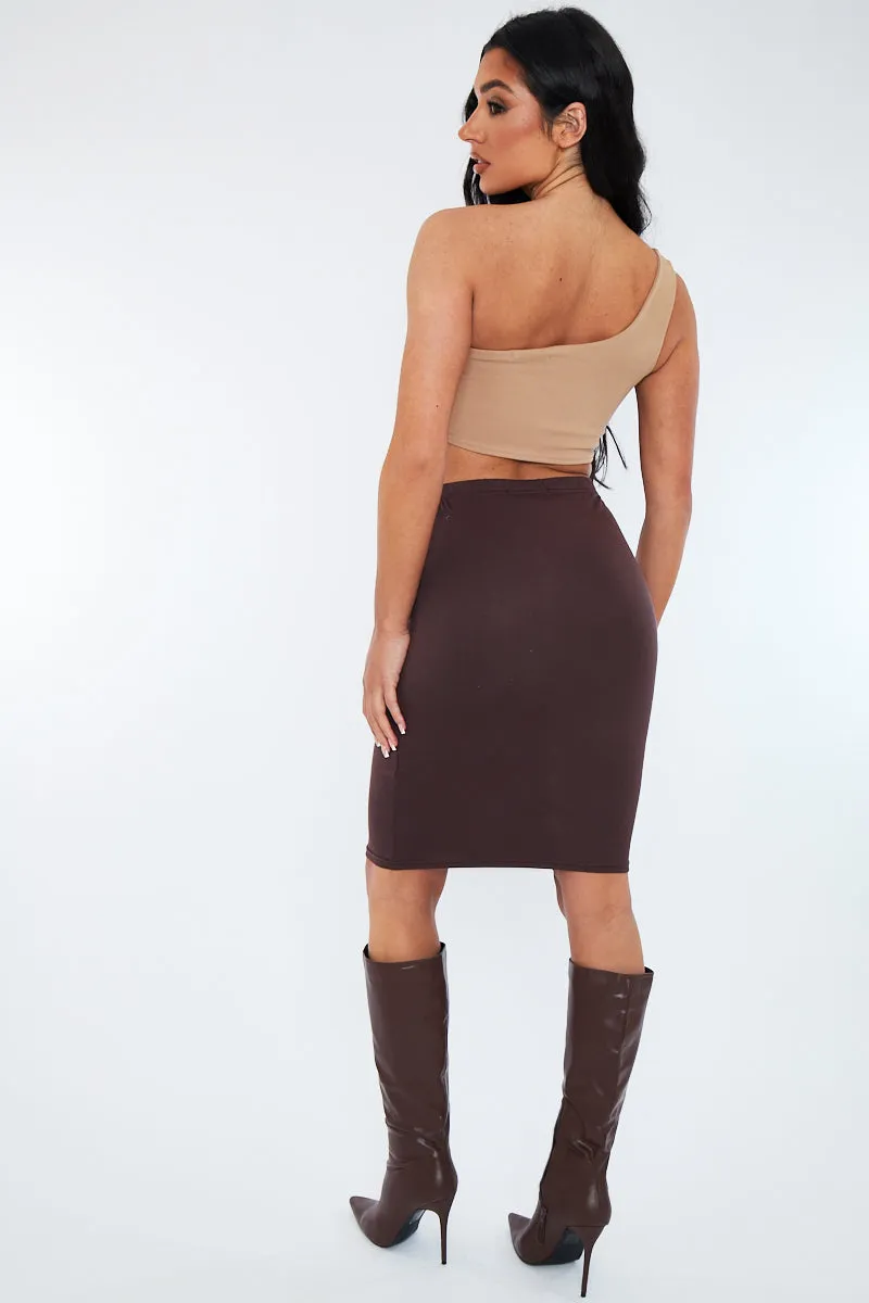 Chocolate Jersey Midi Skirt - Aileen