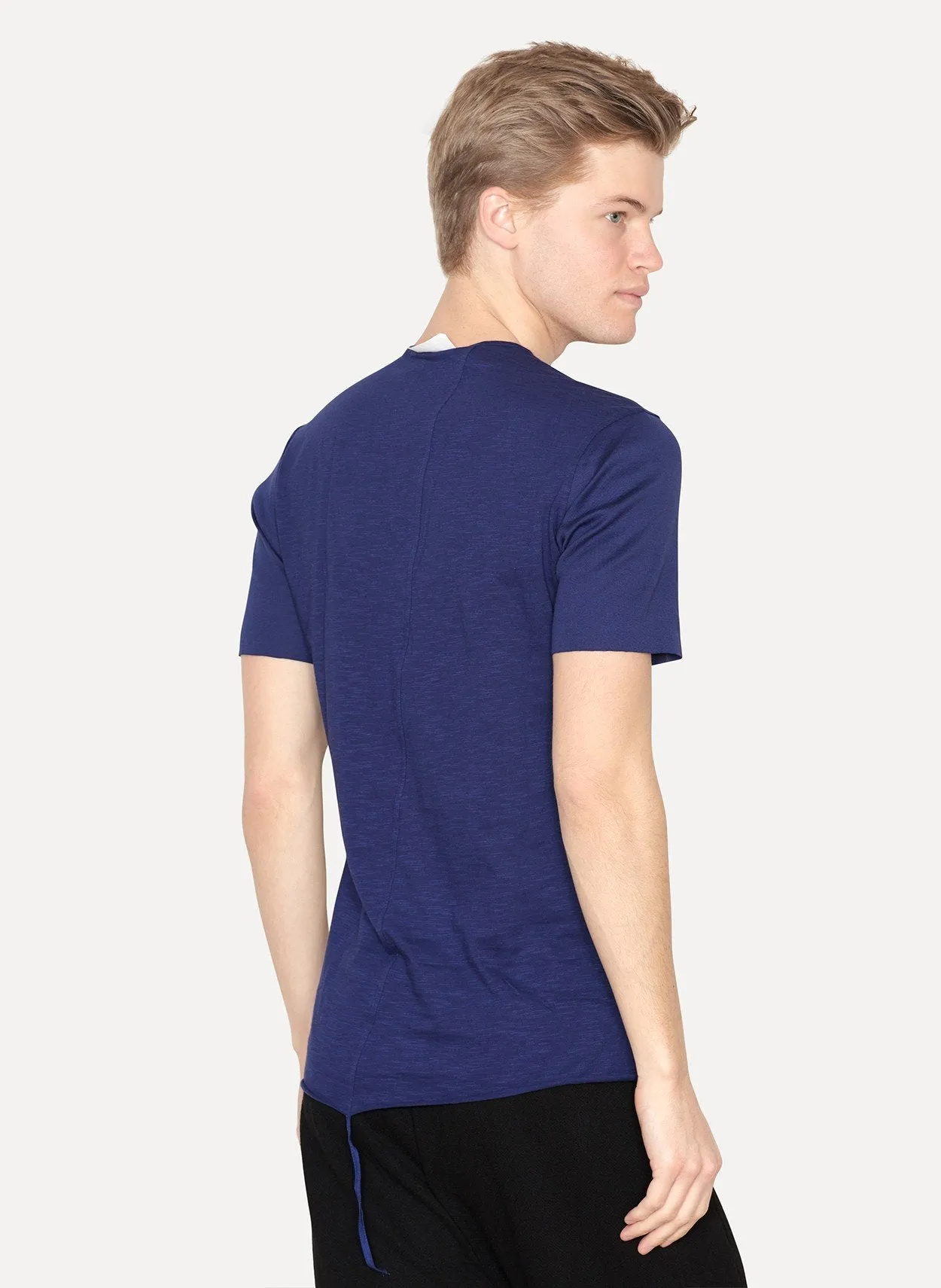 Cobalt Cotton Slub Henley Top