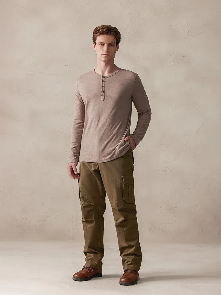 Comfy 100% Cotton Henley Shirt