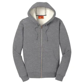 CornerStone Men's Grey Heavyweight Sherpa-Lined Hooded Fleece Jacket