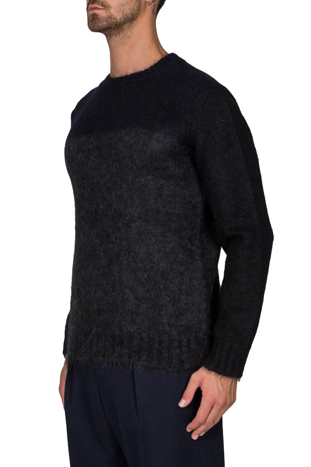 Crew Neck Sweater In Two-Tone Stockinette