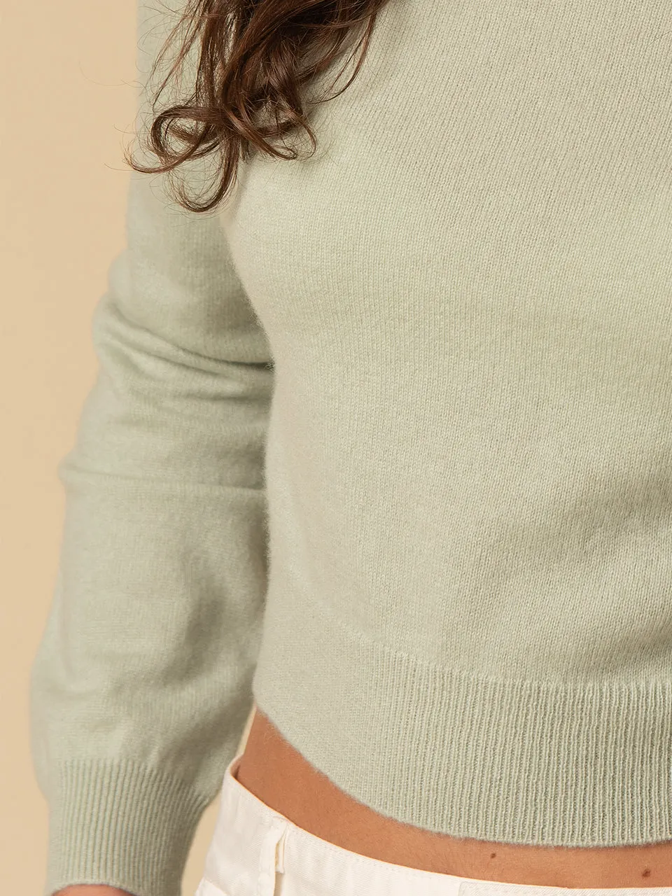 Crop Long Sleeve Sweater_Pistachio