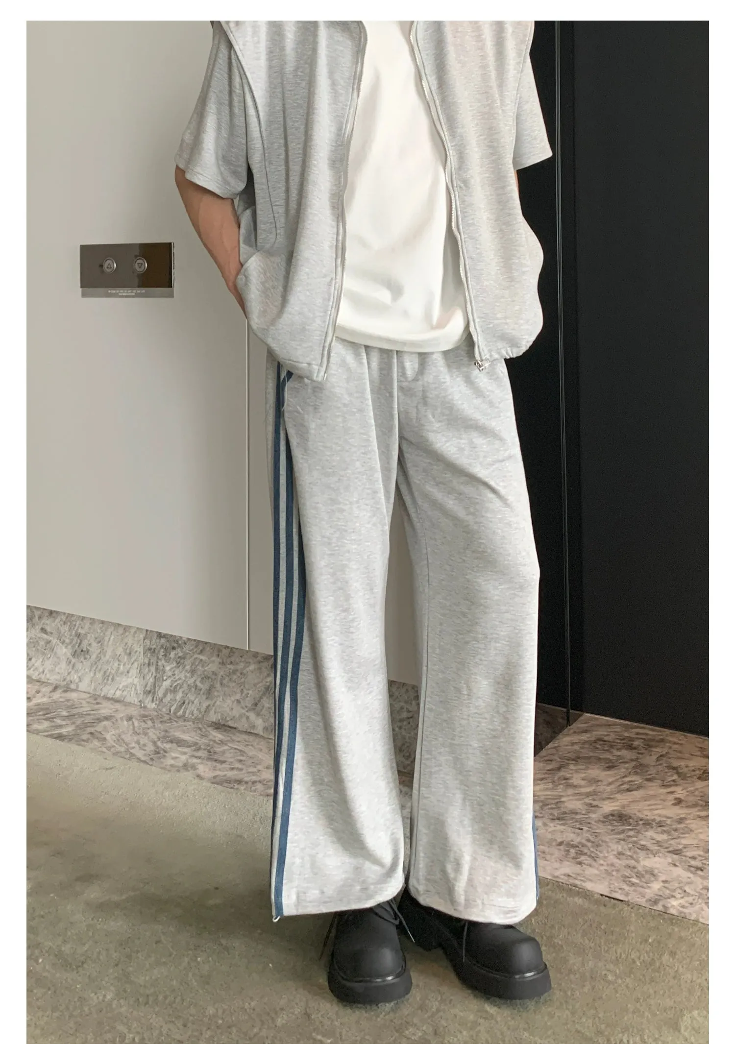 Cui Denim Stripes Athleisure Sweatpants