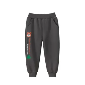 Dark Gray Sweatpants with Letter Print Design