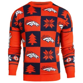 Denver Broncos NFL Forever Collectibles Orange & Navy Knit Patches Ugly Sweater