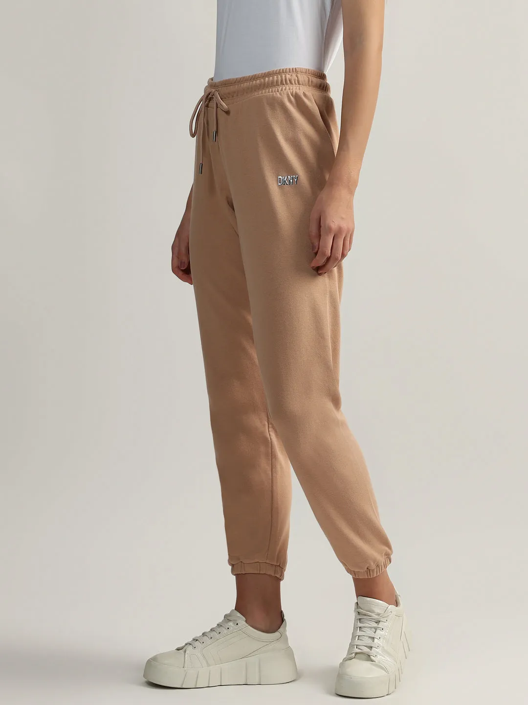 DKNY Women Brown Solid Mid-Rise Jogger Fit Sweatpants