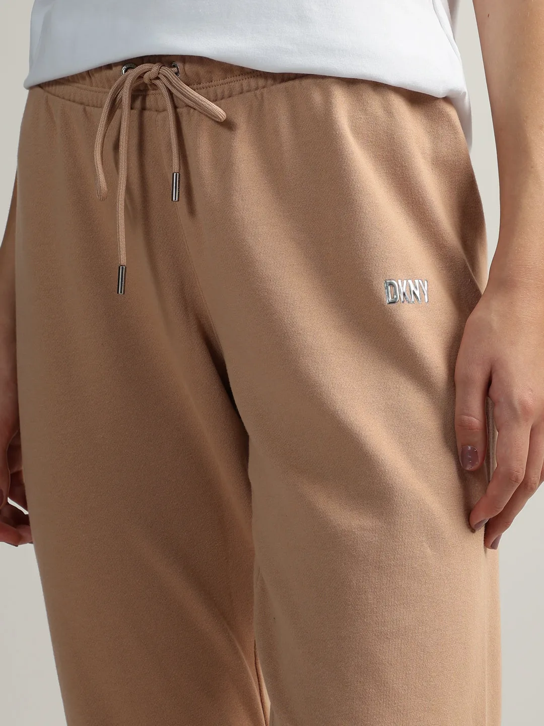 DKNY Women Brown Solid Mid-Rise Jogger Fit Sweatpants