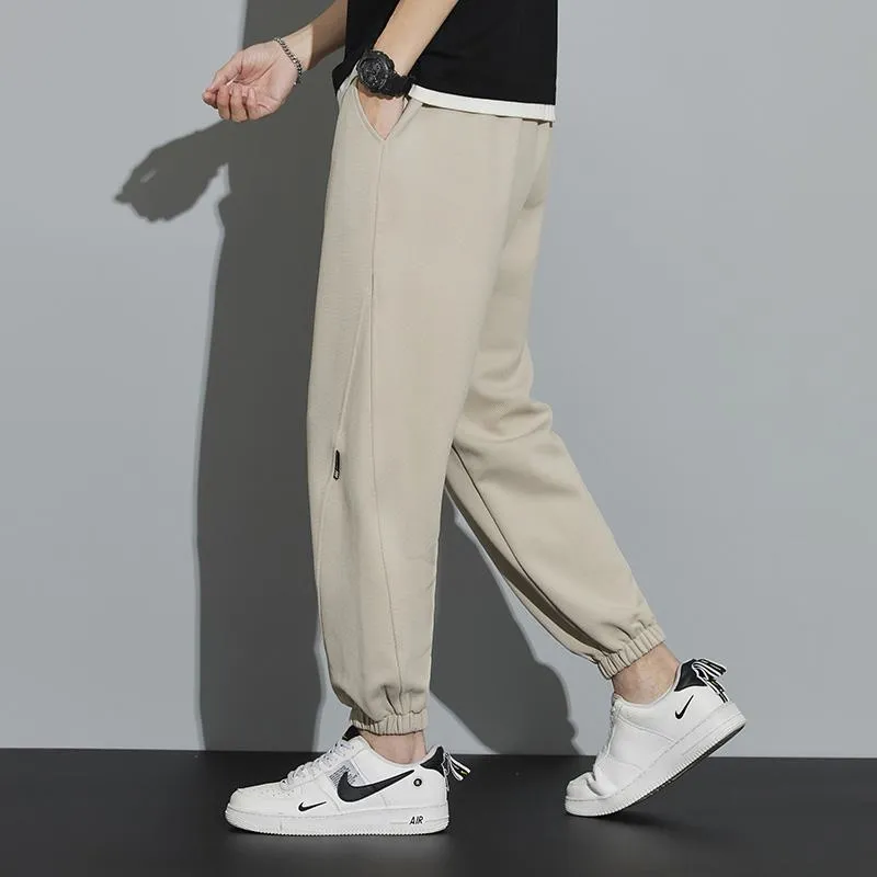 Drawstring Knitted Solid Color Tapered Loose Fit Sweatpant