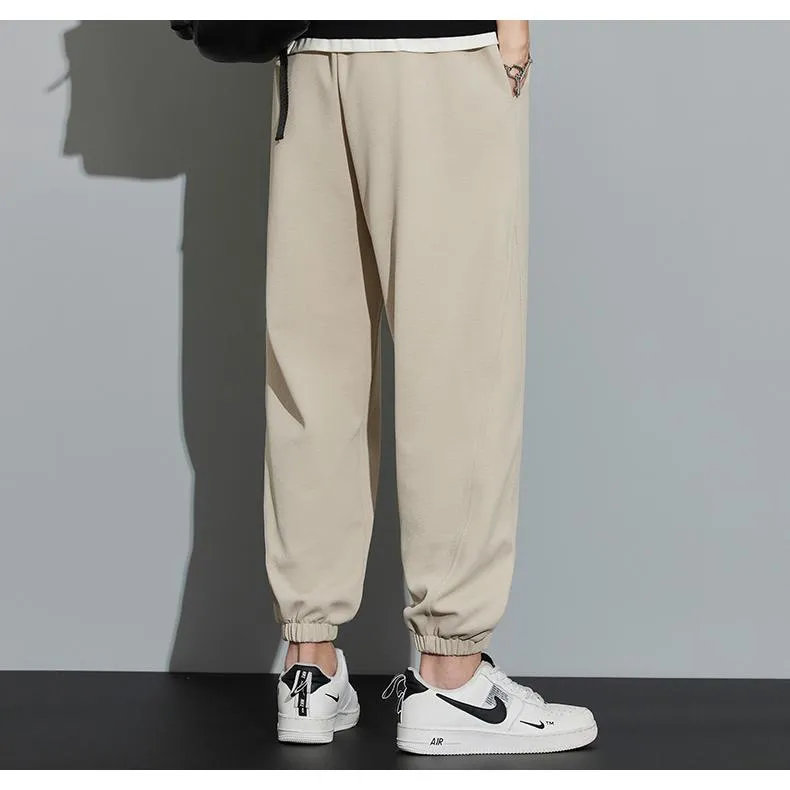 Drawstring Knitted Solid Color Tapered Loose Fit Sweatpant