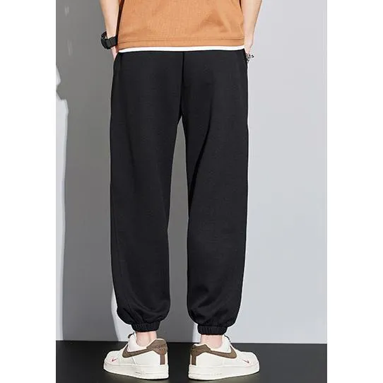 Drawstring Knitted Solid Color Tapered Loose Fit Sweatpant