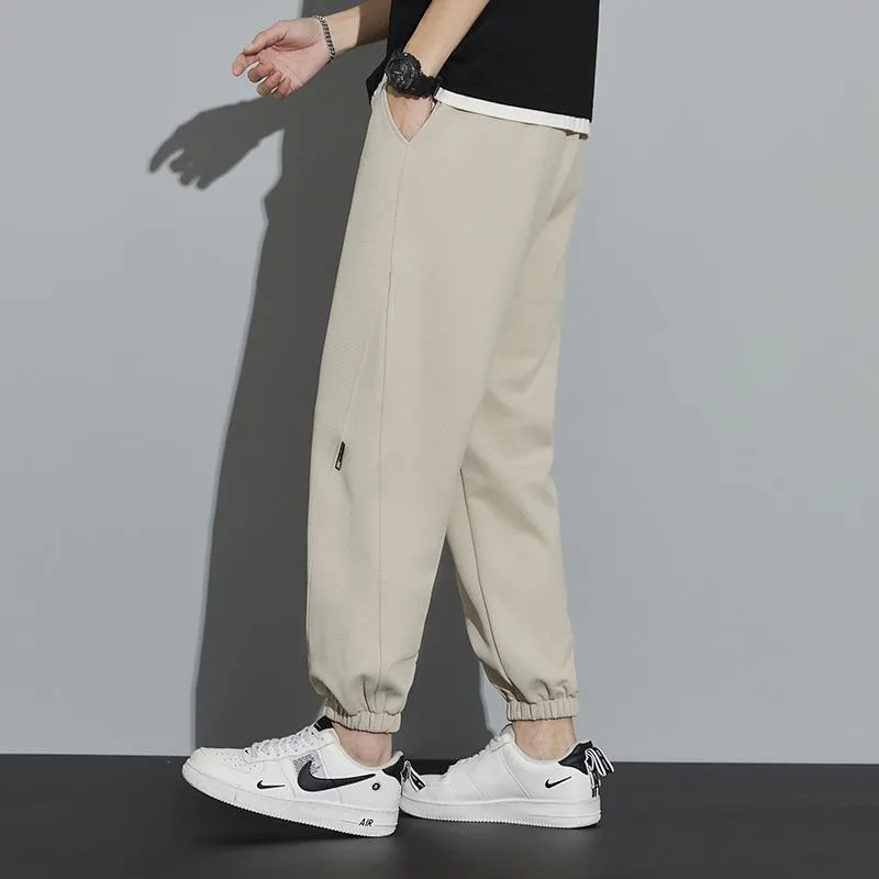 Drawstring Knitted Solid Color Tapered Loose Fit Sweatpant