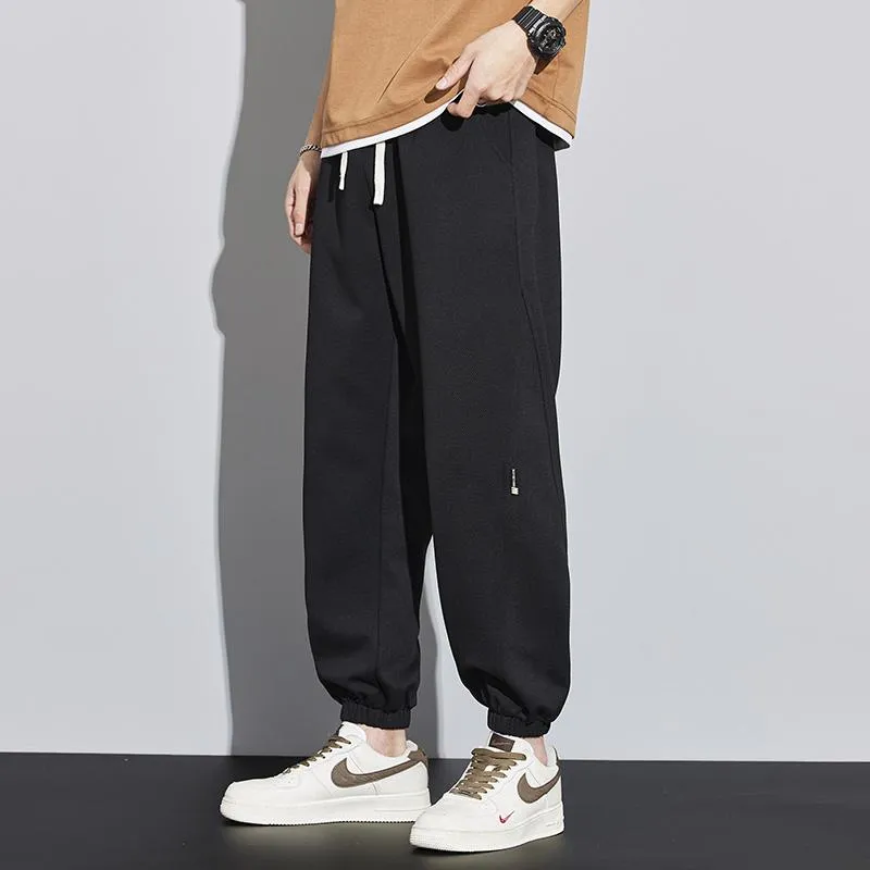 Drawstring Knitted Solid Color Tapered Loose Fit Sweatpant