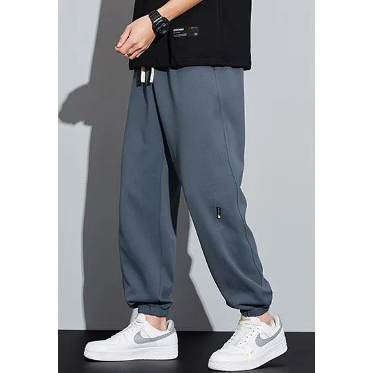 Drawstring Knitted Solid Color Tapered Loose Fit Sweatpant