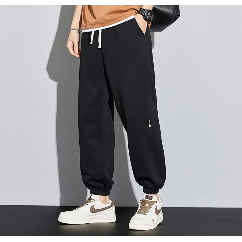 Drawstring Knitted Solid Color Tapered Loose Fit Sweatpant