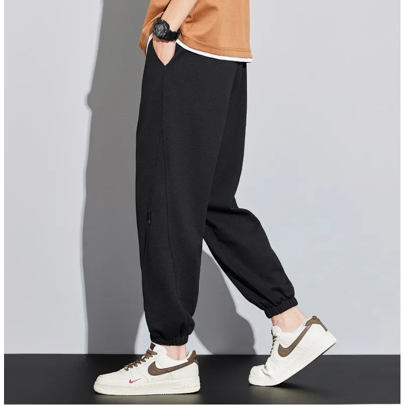 Drawstring Knitted Solid Color Tapered Loose Fit Sweatpant