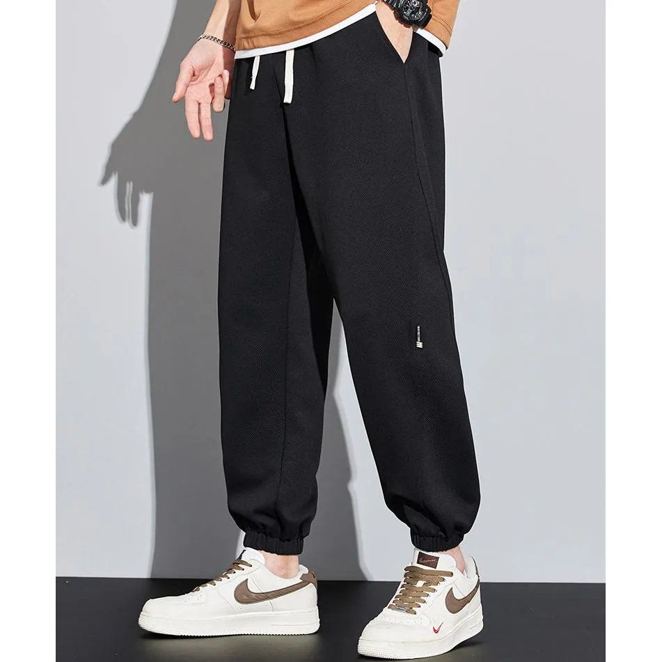 Drawstring Knitted Solid Color Tapered Loose Fit Sweatpant