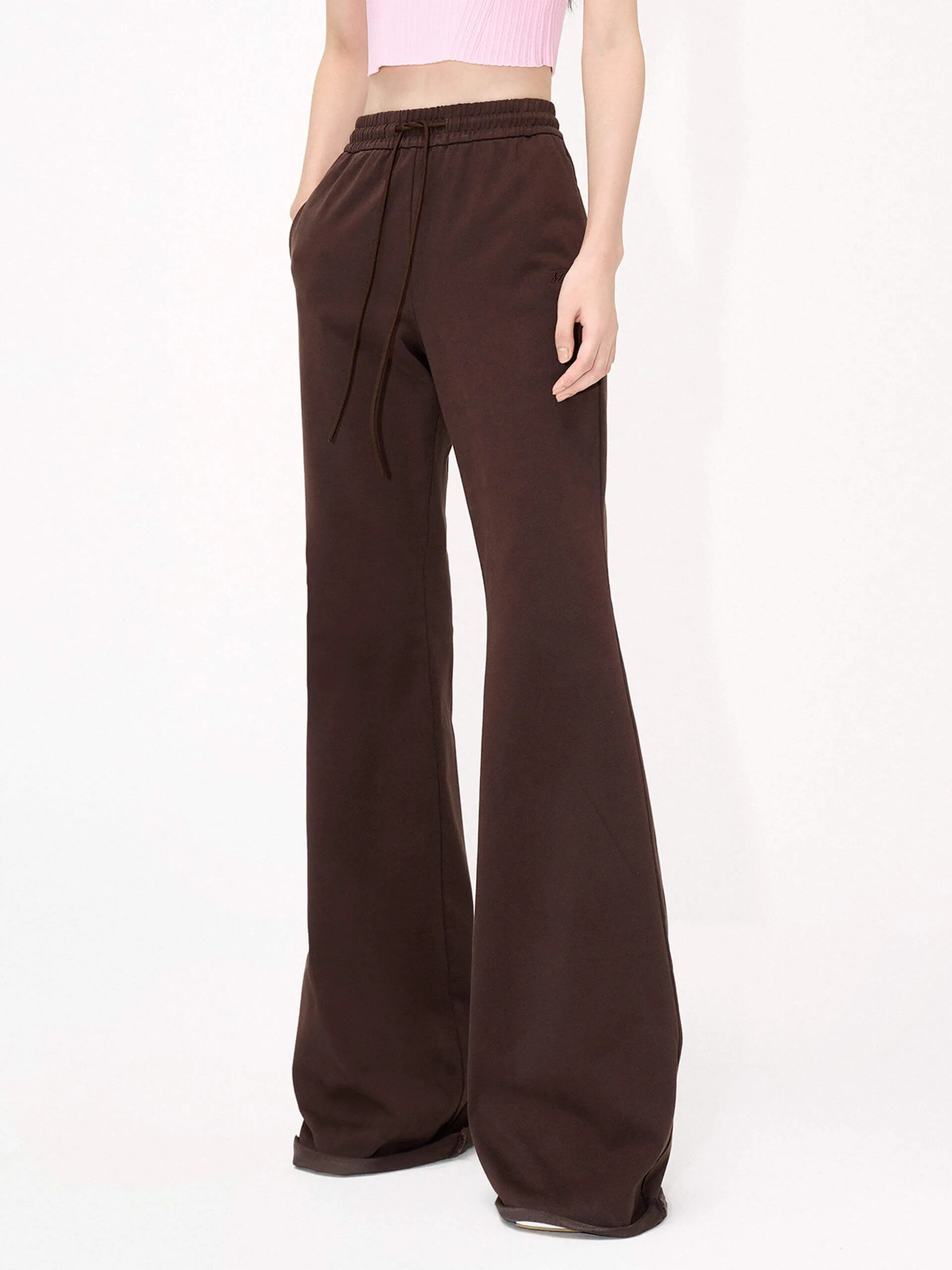 Drawstring Waist Flared Trousers