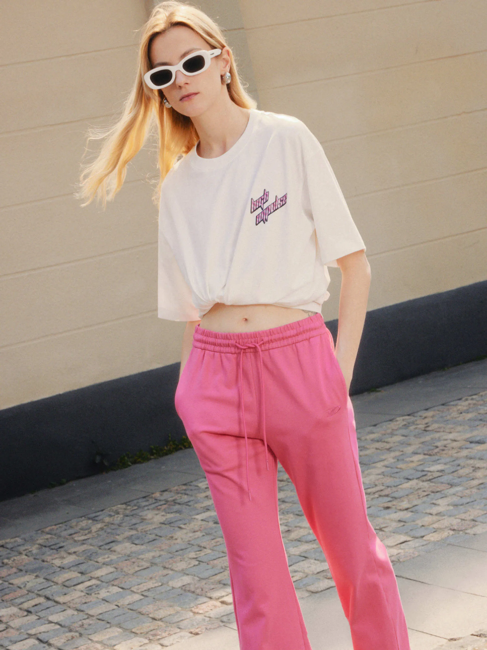 Drawstring Waist Flared Trousers