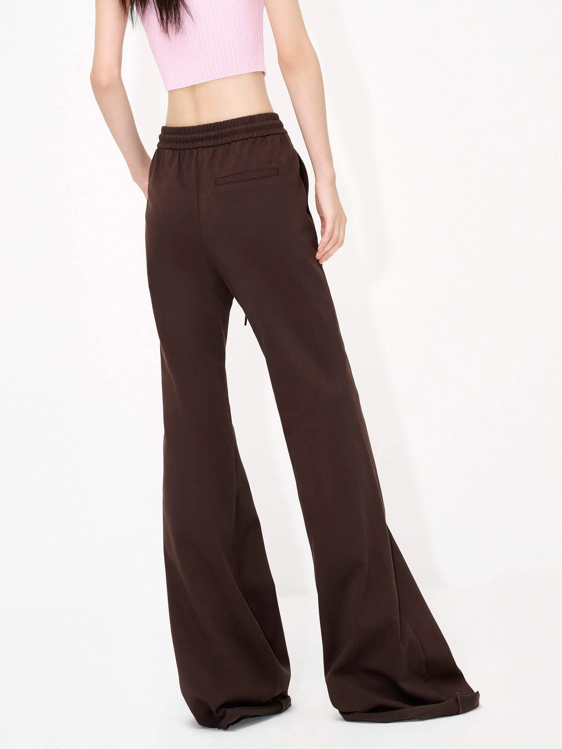 Drawstring Waist Flared Trousers