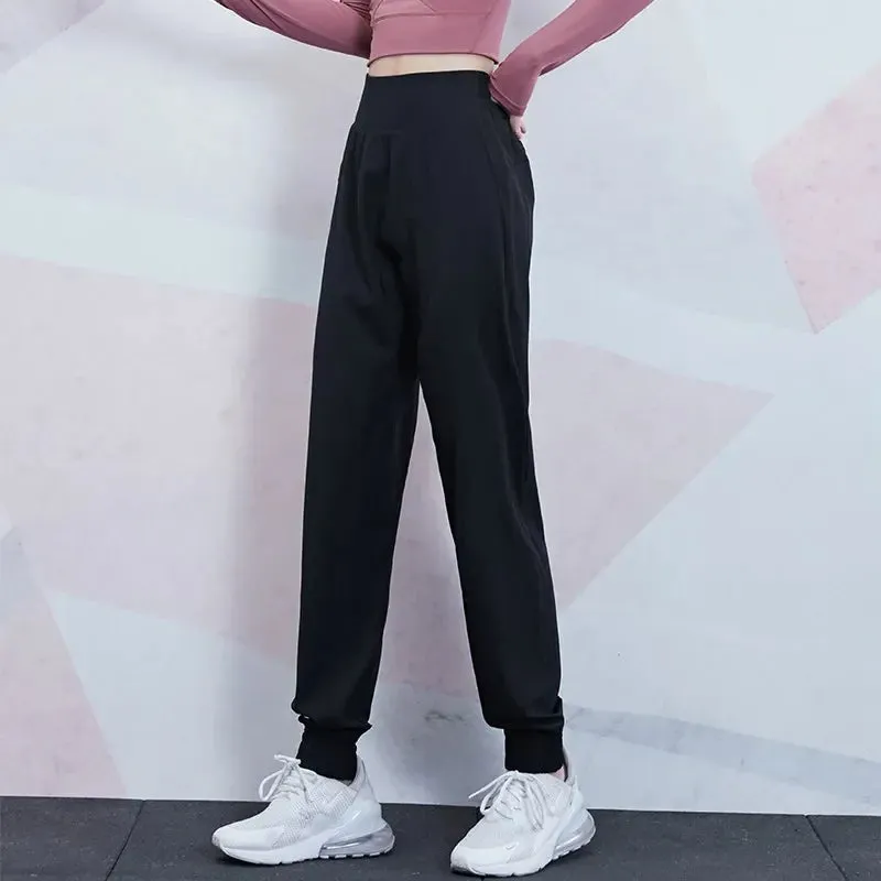 Elastic Waist Loose Solid Sweatpant for Fitness Training