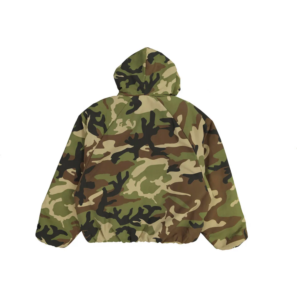 ESSENTIALS MILITARY NYLON HOODED JACKET - WOODLAND CAMO