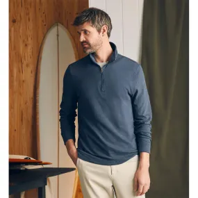 Faherty Sunwashed Slub Quarter-Zip Pullover Sweater - Blue Nights