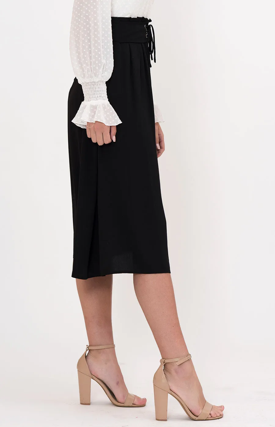 Fancy High Waisted Paper Bag Belted Skirt