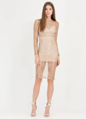 Fleur Sure Metallic Lace Midi Dress