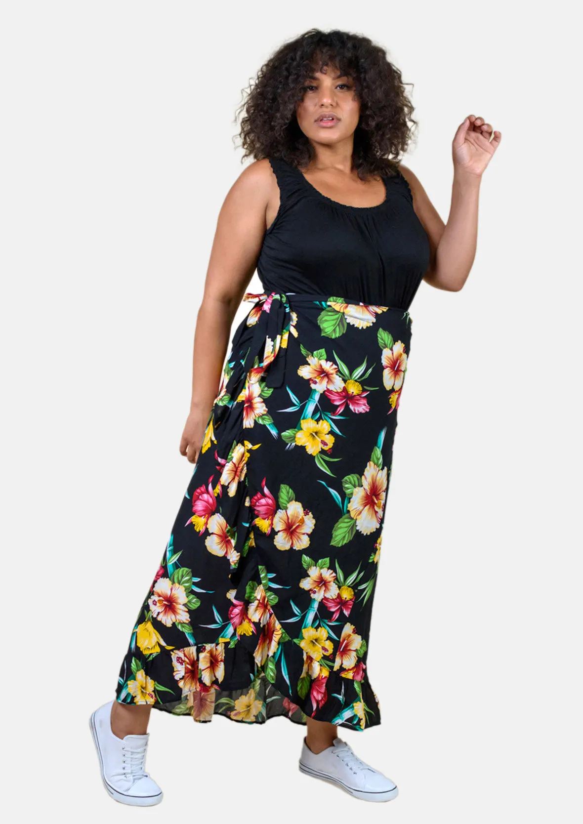 Floral Wrap Long Skirt