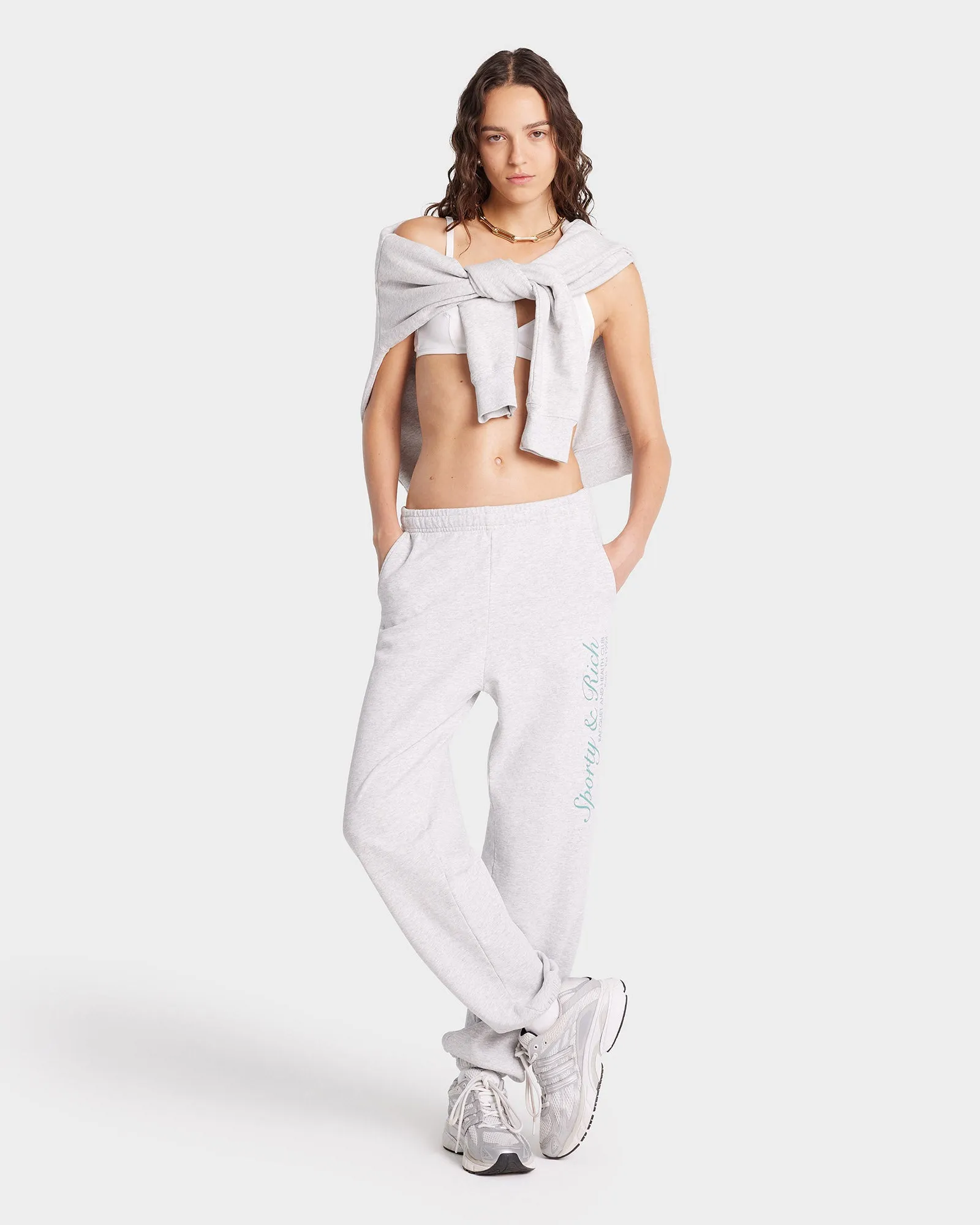 French Sweatpant - Heather Gray/Aquamarine