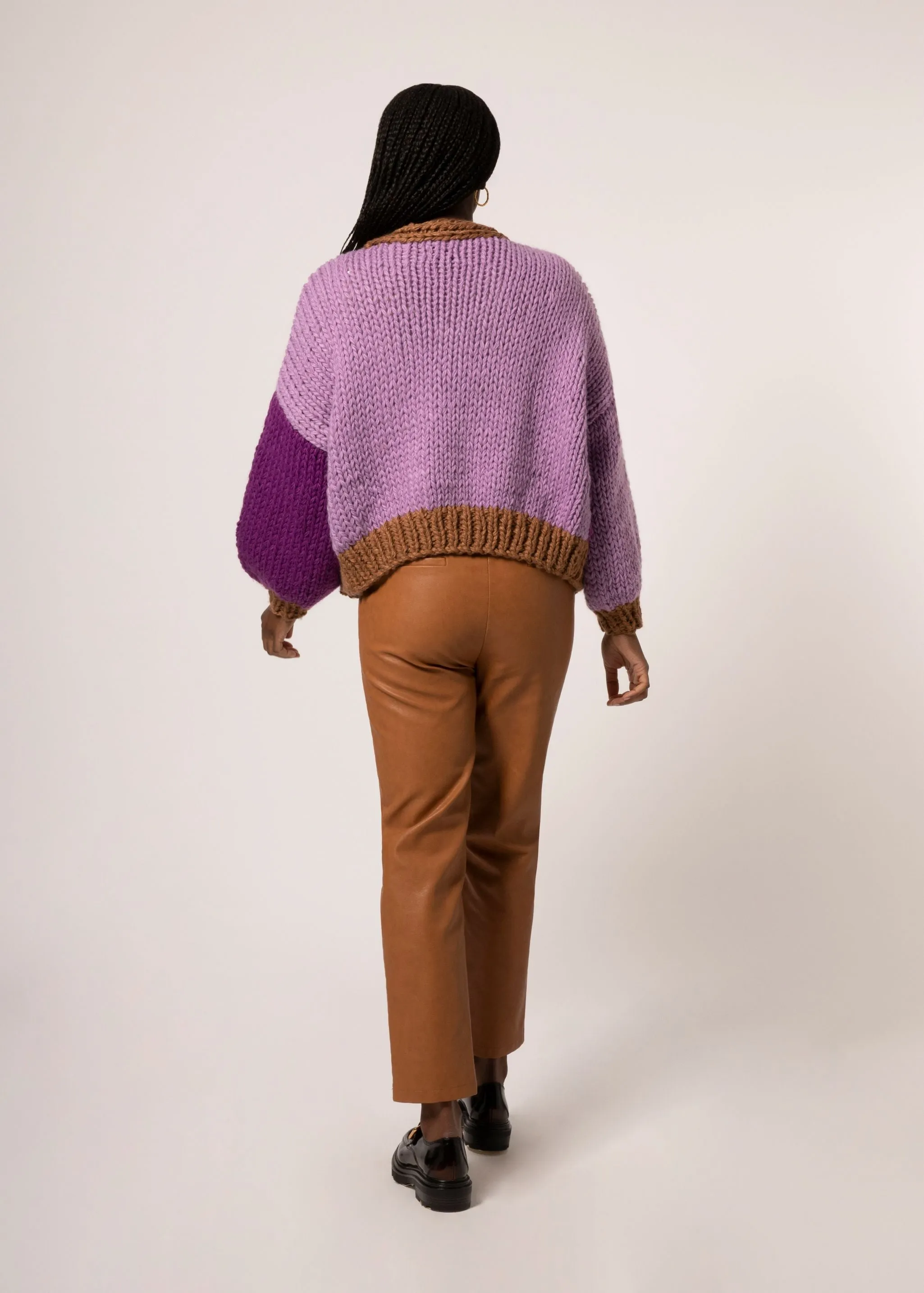 FRNCH Lorene Violet Camel Cardigan