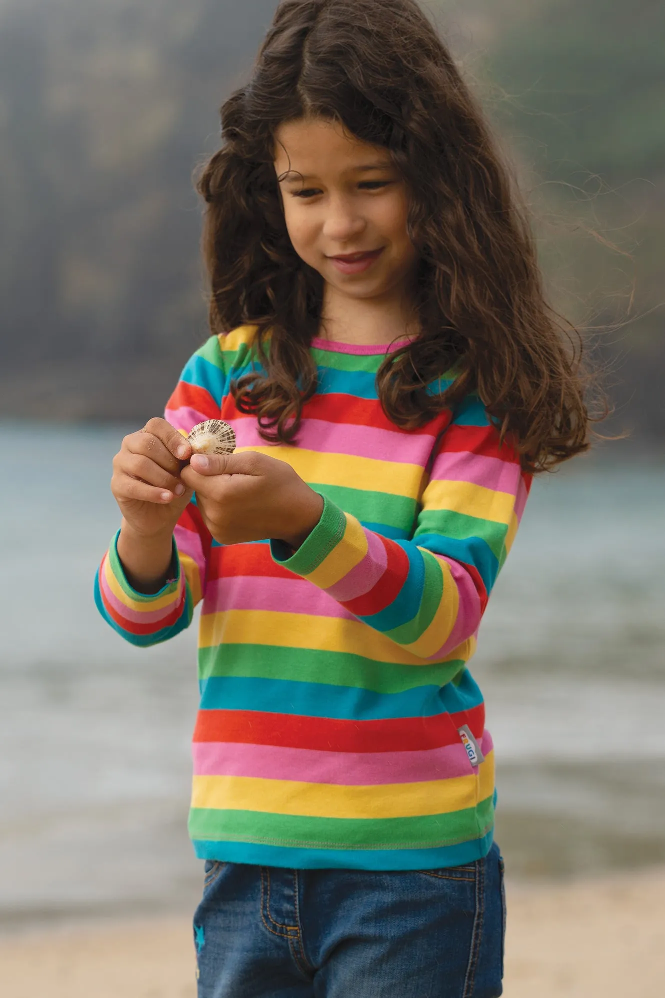 Frugi Foxglove Rainbow Stripe Long Sleeved Top