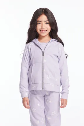 Girls Purple Sky Zip Up Hoodie