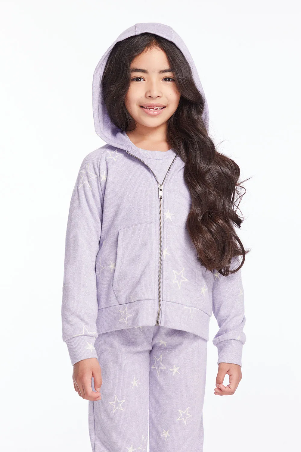 Girls Purple Sky Zip Up Hoodie