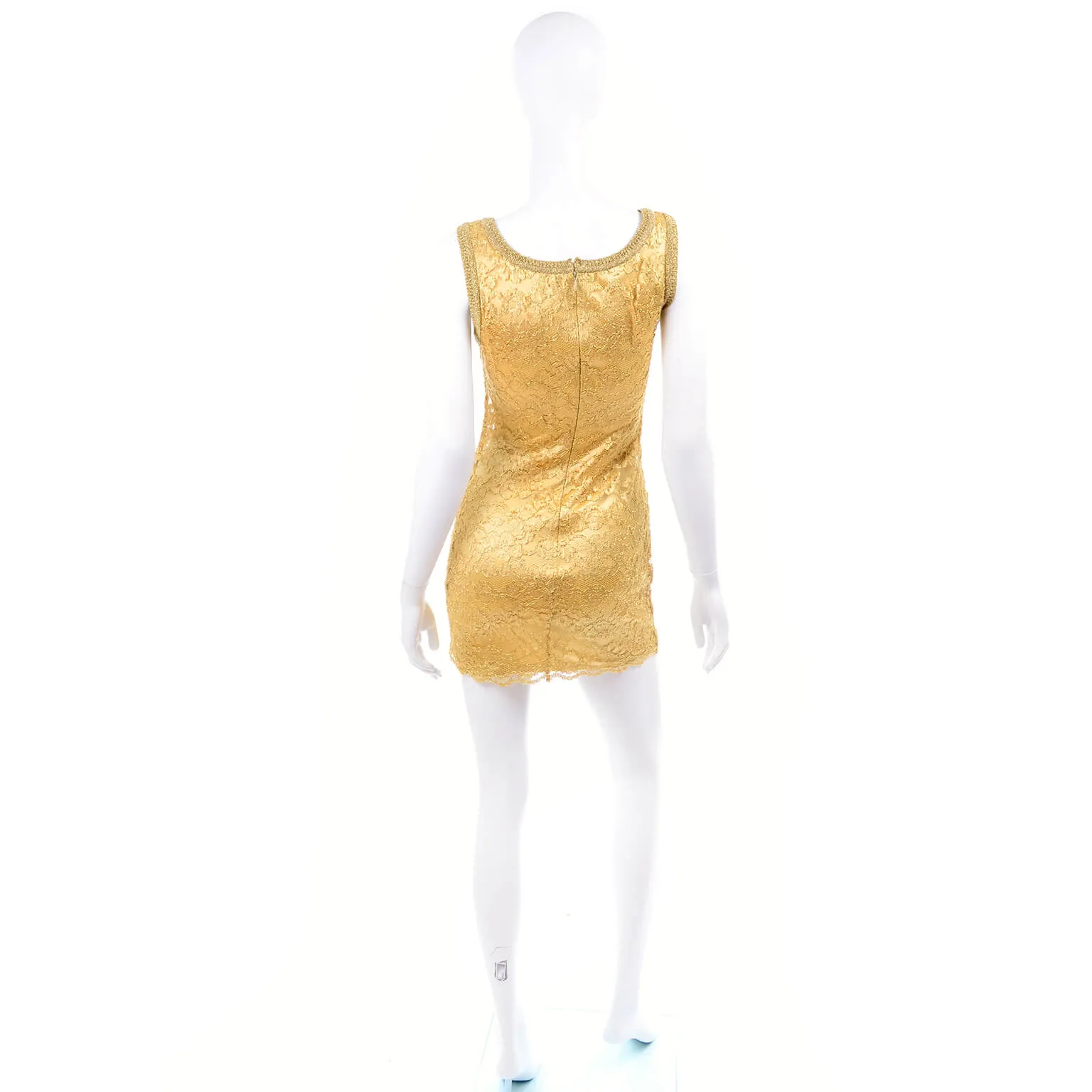 Gold Stretch Lace Bodycon Mini Dress