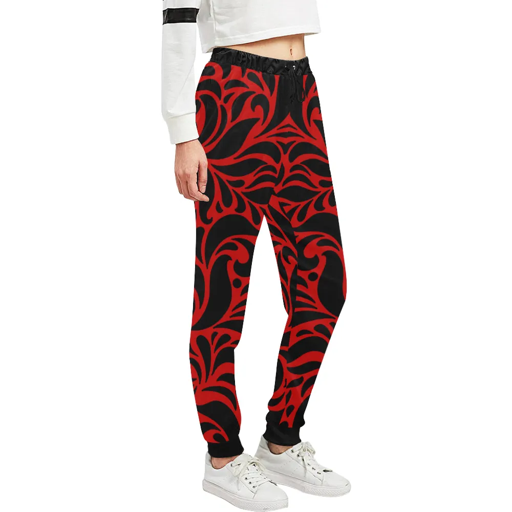 GORGIOUS LEAF RED Women's All Over Print Sweatpants